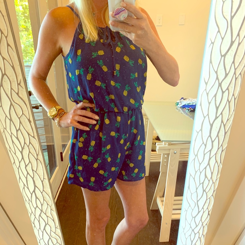 Navy Blue Pineapple Romper
